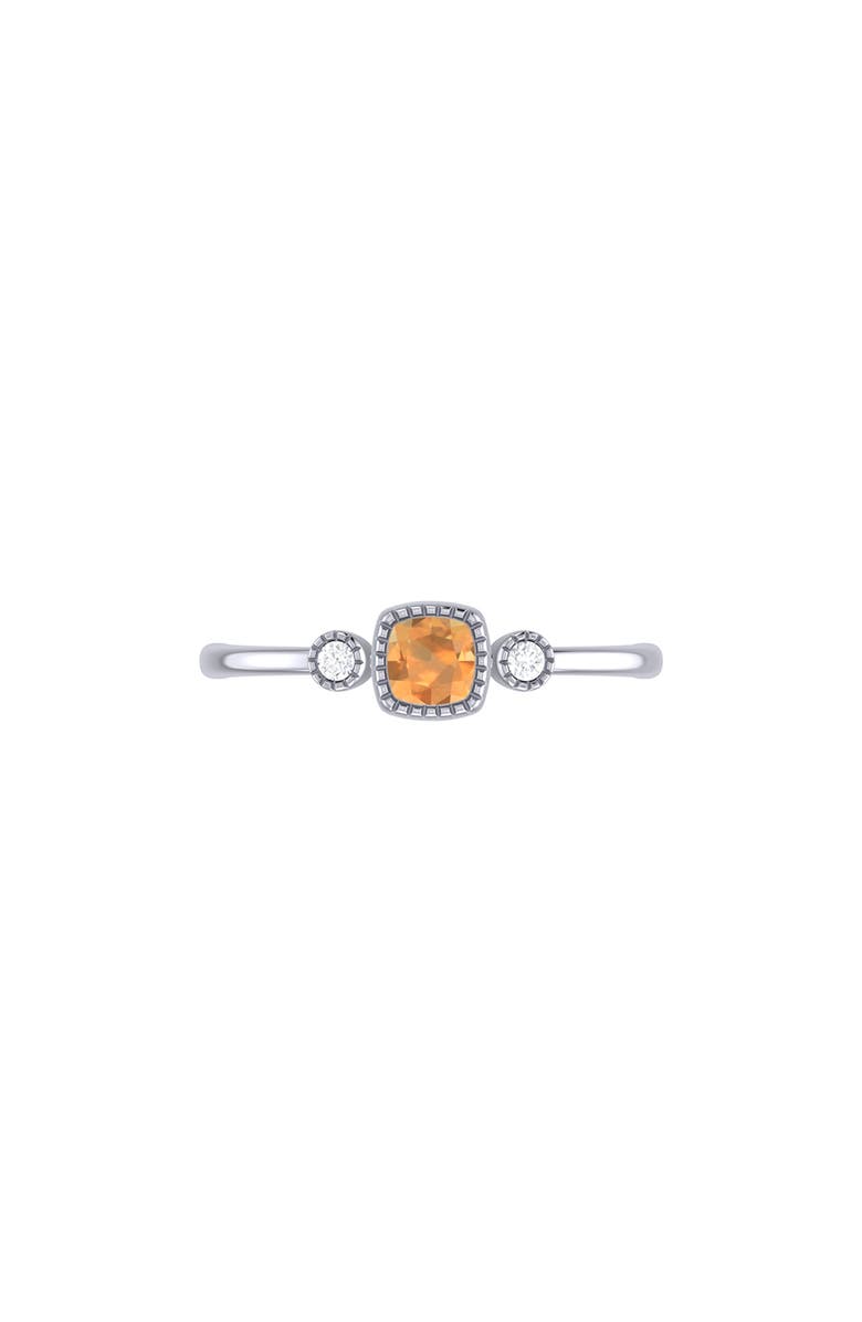 LuvMyJewelry Cushion Cut Citrine & Diamond Birthstone Ring in 14K Gold, Alternate, color, White Gold