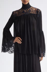 Zimmermann Valiant Lace Trim Turtleneck Sweater