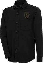ANTIGUA Men's Antigua Black Austin FC Streamer Diamond Button-Up Shacket