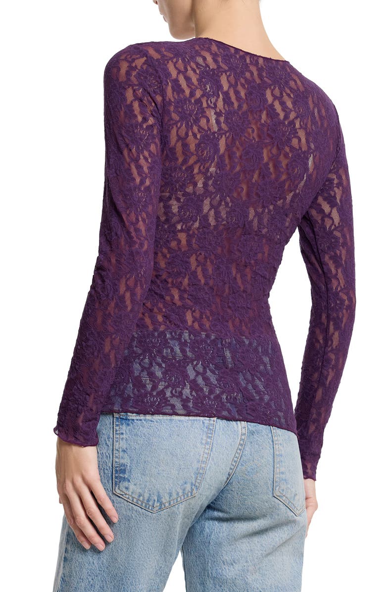 Hanky Panky Signature Lace Long Sleeve Top, Alternate, color, Stone Fruit