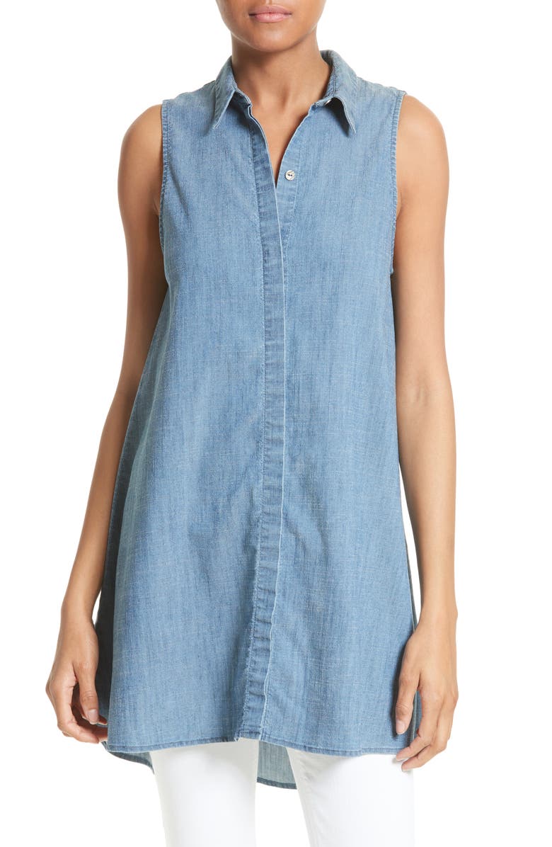 Alice + Olivia Anisa Sleeveless Chambray Tunic, Main, color,