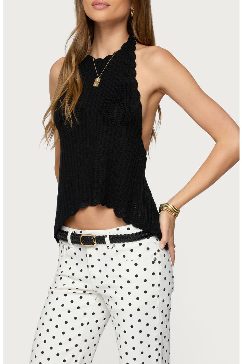 Ivey Backless Halter Top, Alternate, color, BLACK