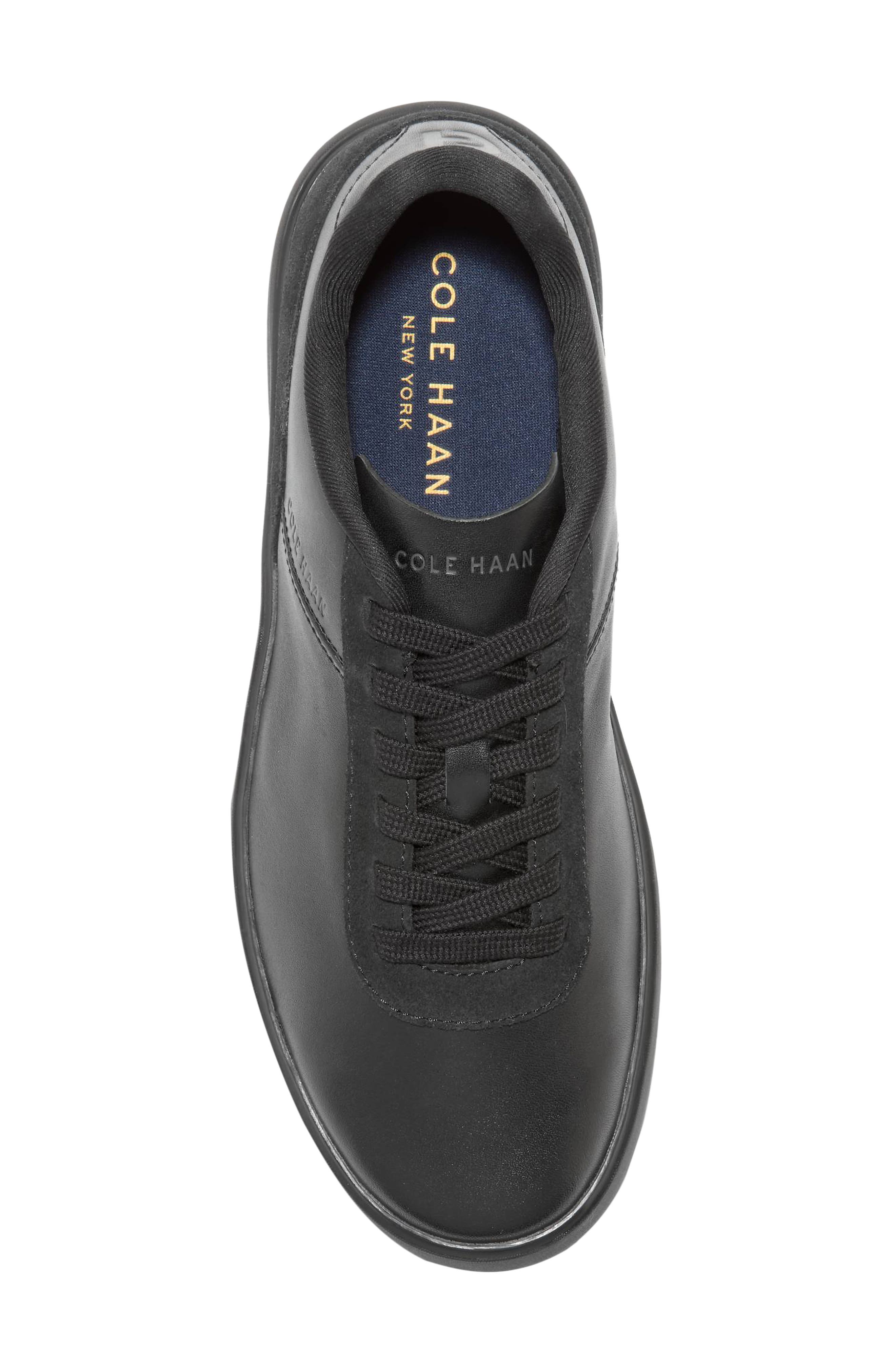 Grand Crosscourt Packaway Leather Sneaker, Alternate, color, BLACK / BLACK