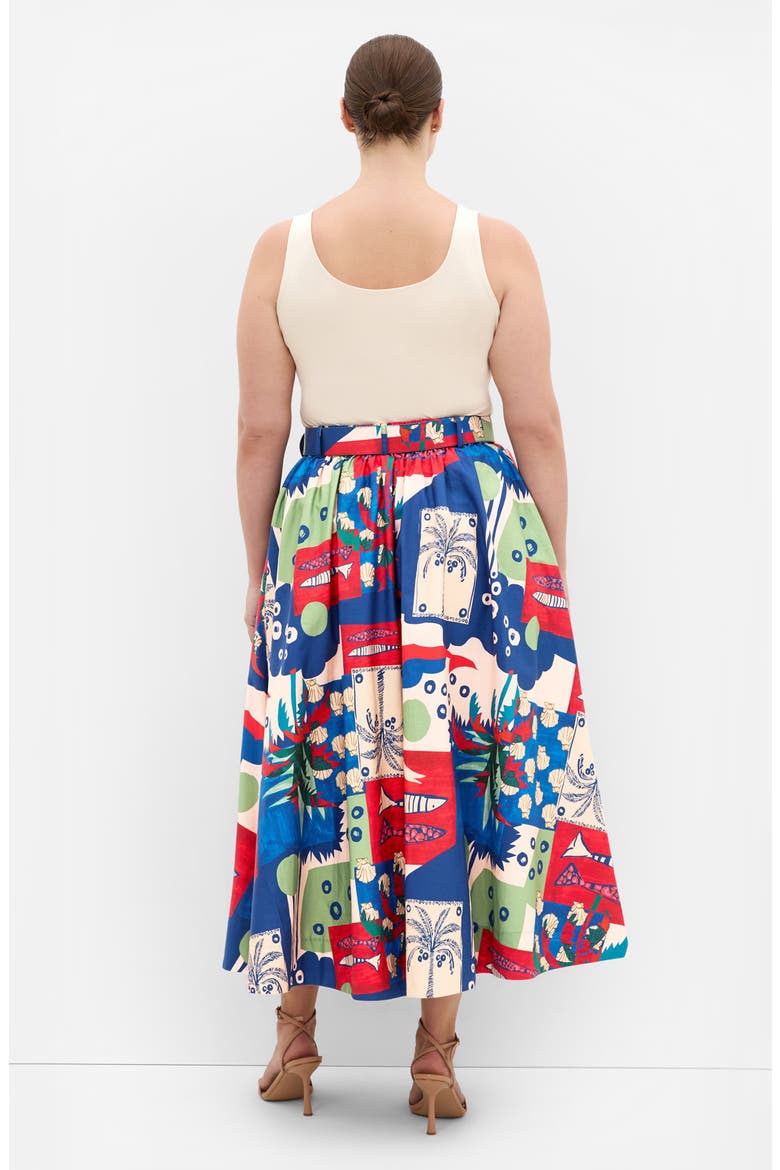 Elysia Printed Cotton Maxi Skirt, Alternate, color, MARINE SCAPE