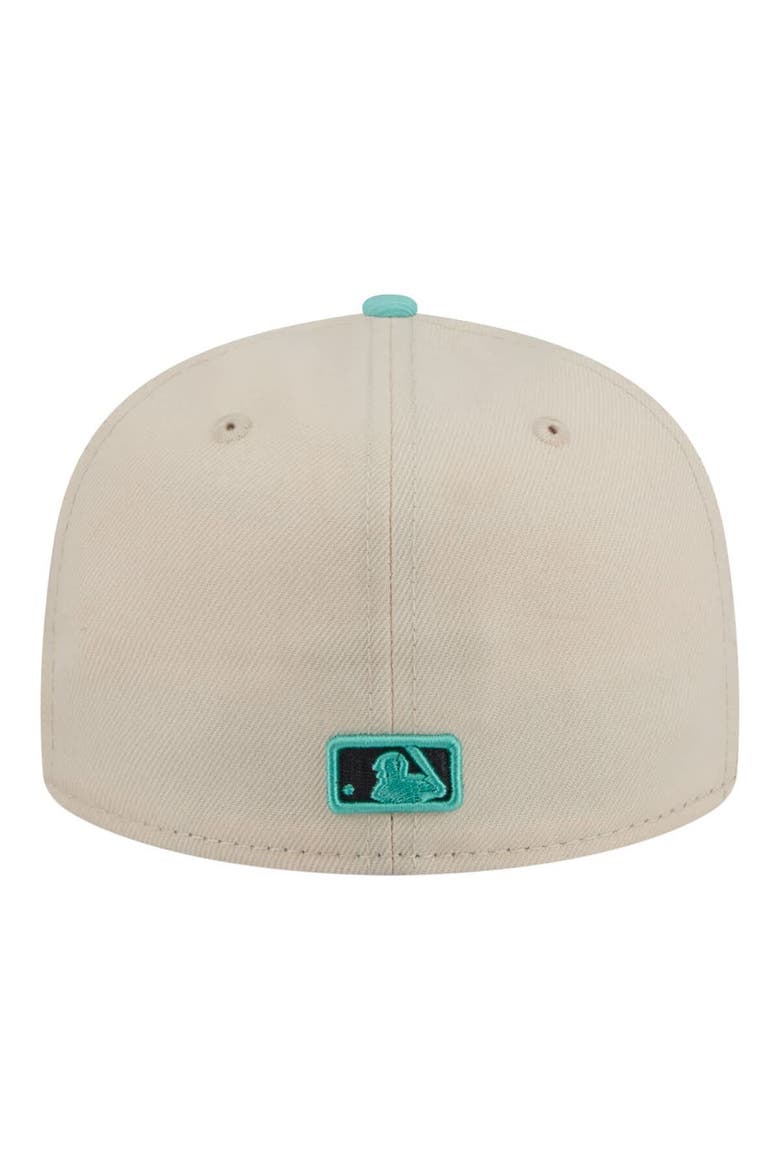Men's New Era Light Beige/Turquoise Texas Rangers Two-Tone Color Pack 59FIFTY Fitted Hat, Alternate, color, Light Beige