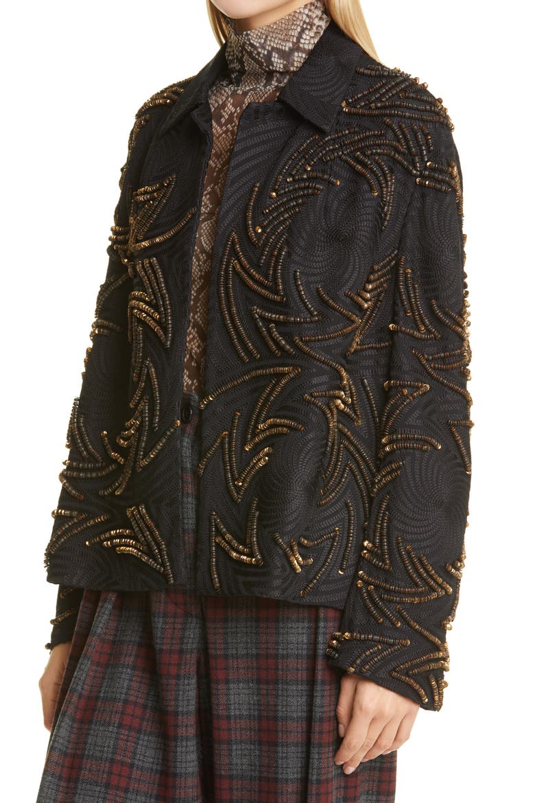 Rolita Sequin Embellished Short Jacket, Alternate, color, GOLD 954