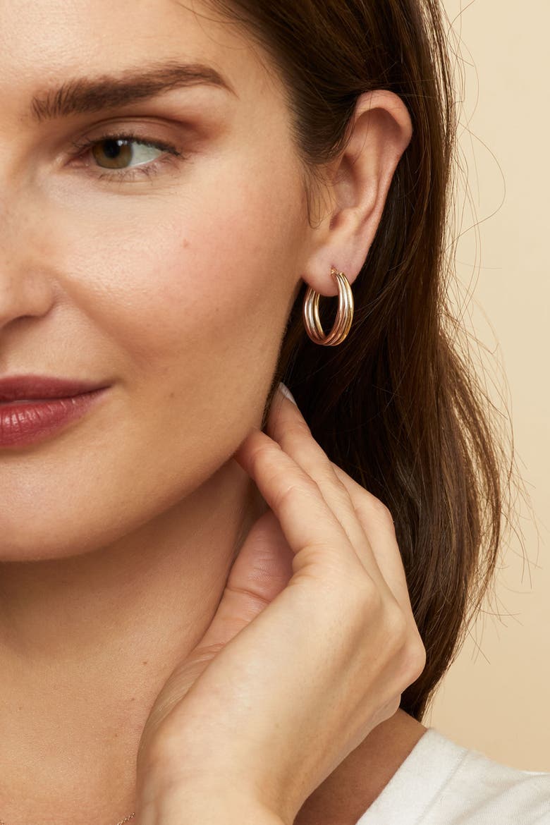 10K Gold Trifecta Hoops Earrings, Alternate, color, Two-Tone Gold