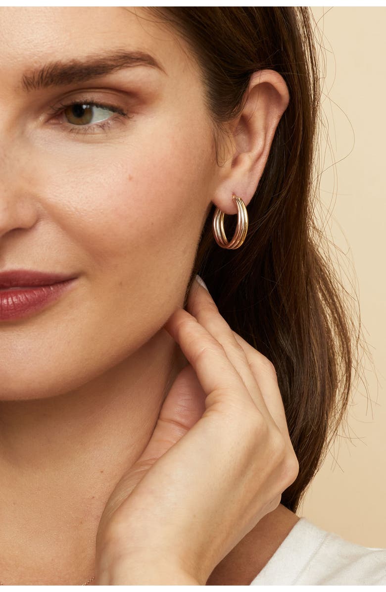 Oradina 10K Gold Trifecta Hoops Earrings, Alternate, color, Two-Tone Gold
