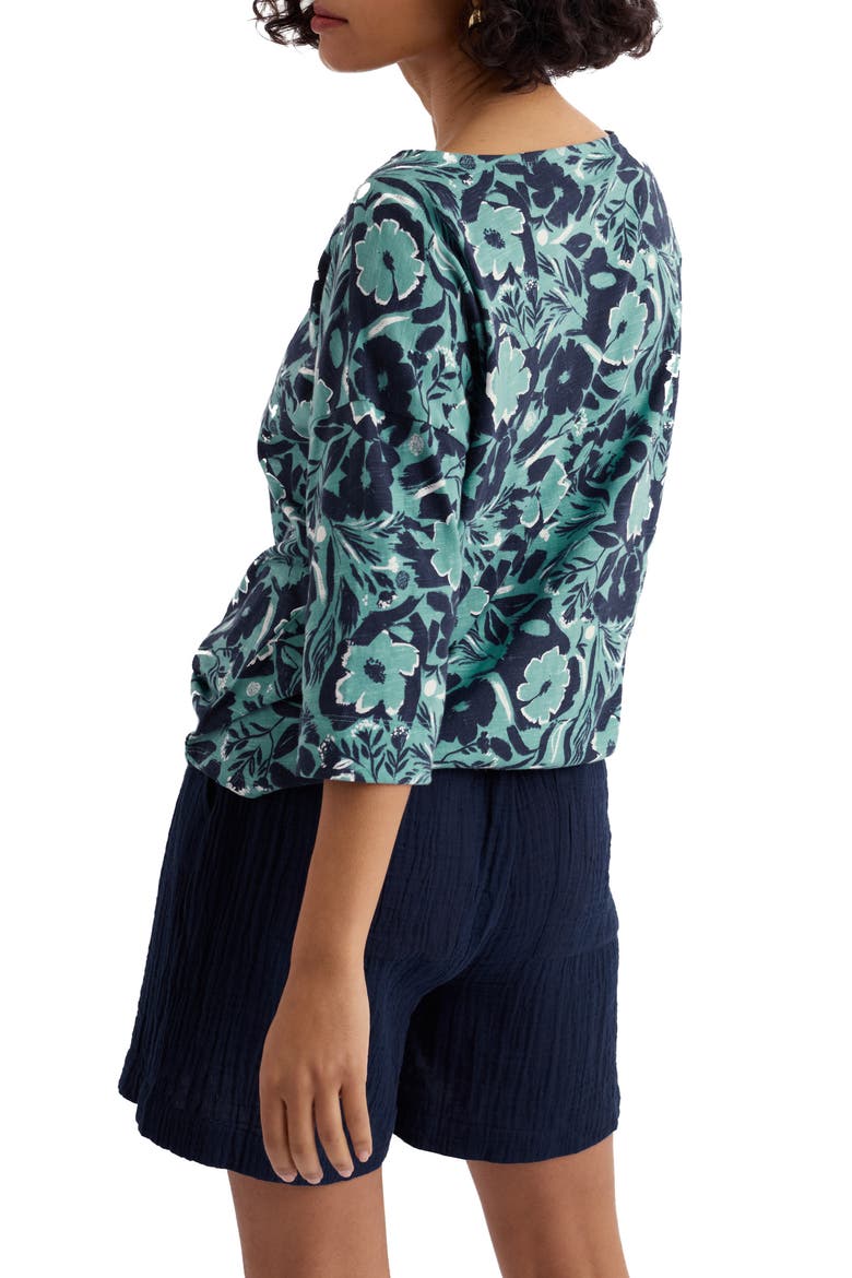 Tremayne Quay Floral Organic Cotton Top, Alternate, color, SUMMER SHADOWS SARDINE