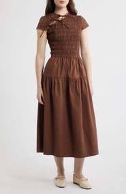 Damson Madder Ebba Cutout Detail Organic Cotton Dress