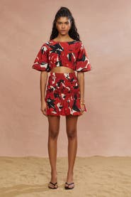 AMUR Elle Smocked Crop Top