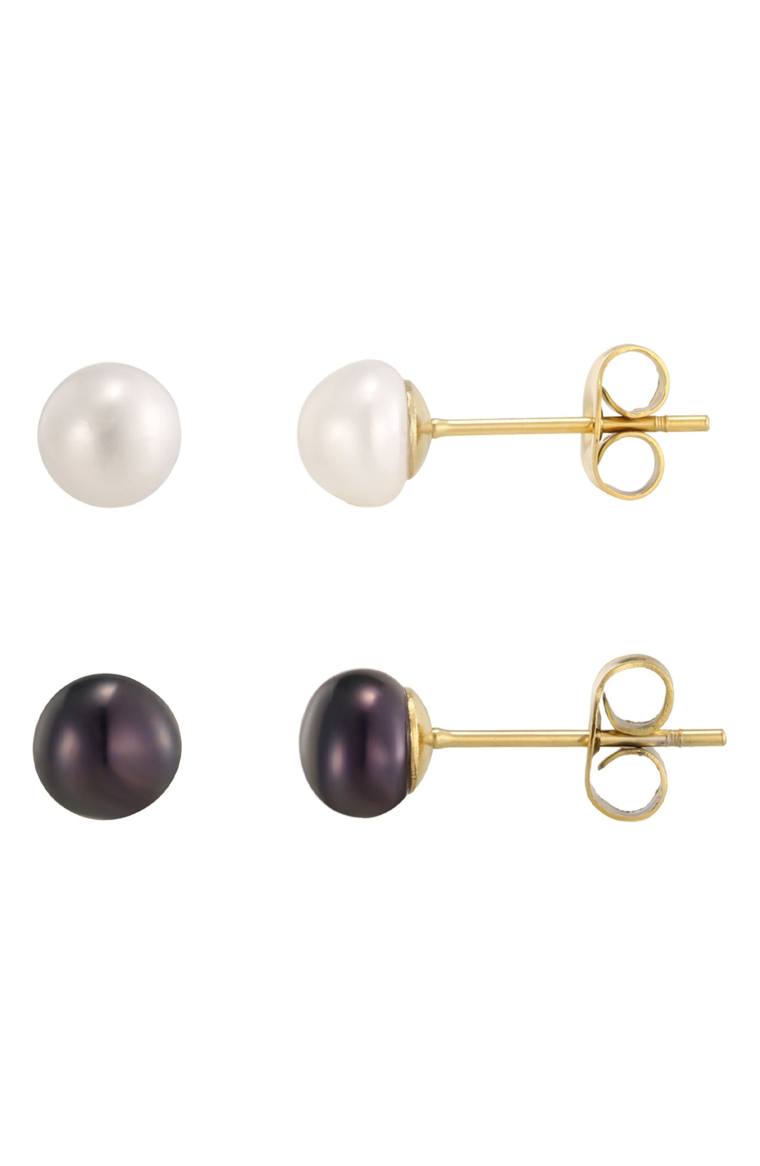 Set of 2 Imitation Pearl Stud Earrings