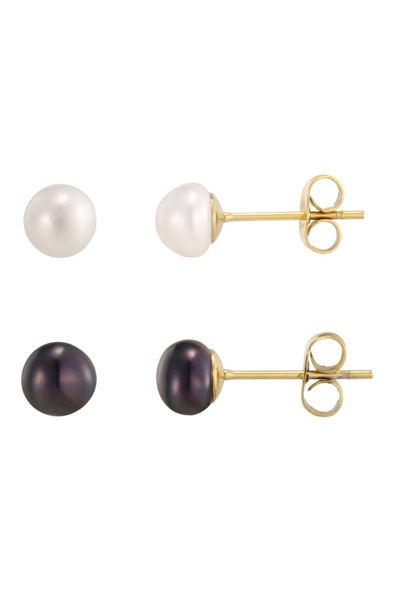 Set of 2 Freshwater Pearl Stud Earrings, Main, color, BLACK/ WHITE