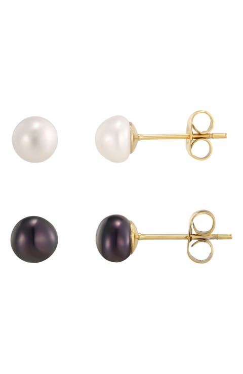 Set of 2 Imitation Pearl Stud Earrings