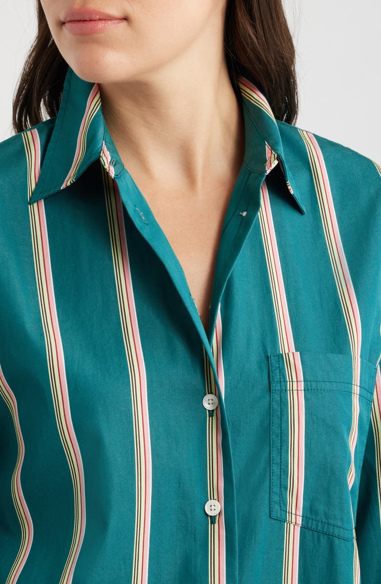 Madewell The Easy Poplin Button-Up Shirt, Alternate, color, Deep Lagoon Stripe