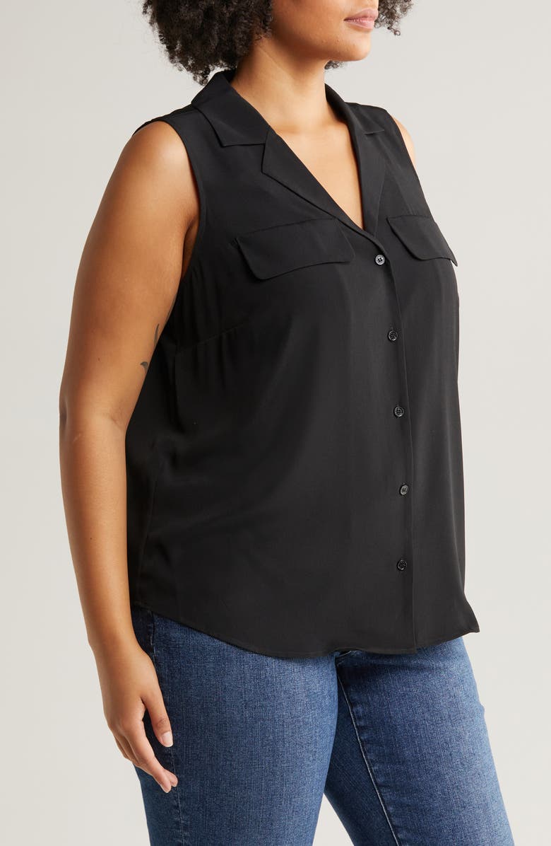 Court & Rowe Collared Button Front Sleeveless Shirt, Alternate, color,