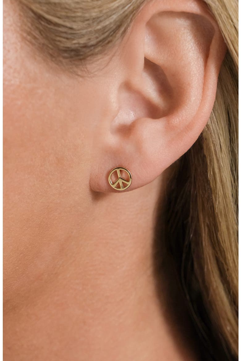 Peace Sign Stud Earrings, Alternate, color, GOLD