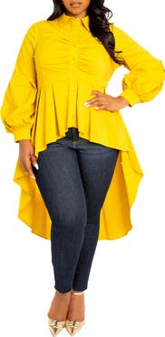 BUXOM COUTURE High/Low Peplum Shirt