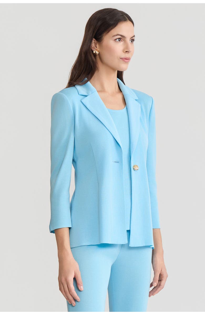 Ming Wang Tailored Single-Button Knit Jacket, Serene, Alternate, color, Serene