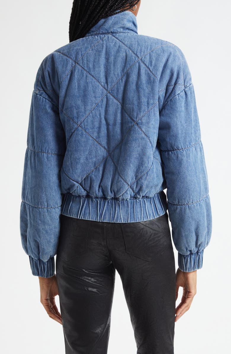 L'AGENCE Ryah Washed Denim Quilted Bomber Jacket, Alternate, color, Med Washed Denim