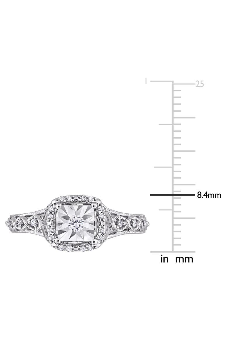 Diamond Halo Art Deco Ring, Alternate, color, WHITE