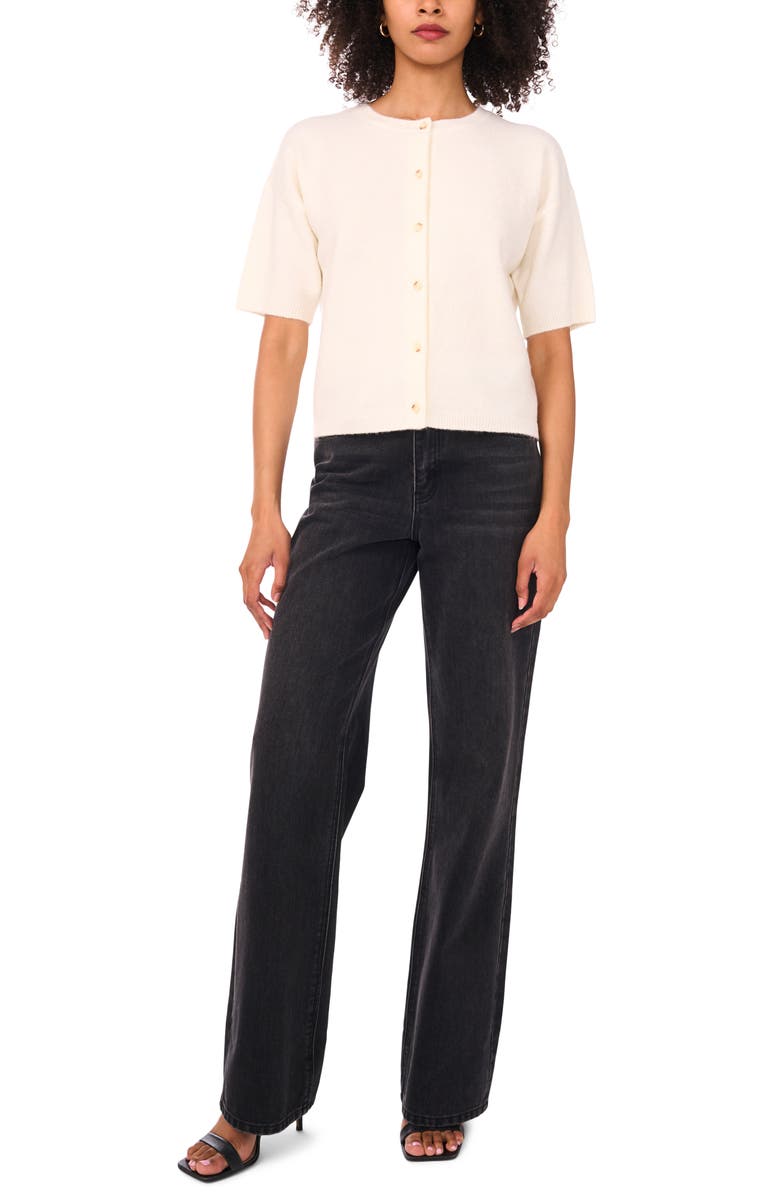 1.STATE Short Sleeve Cardigan, Alternate, color, Buttercream
