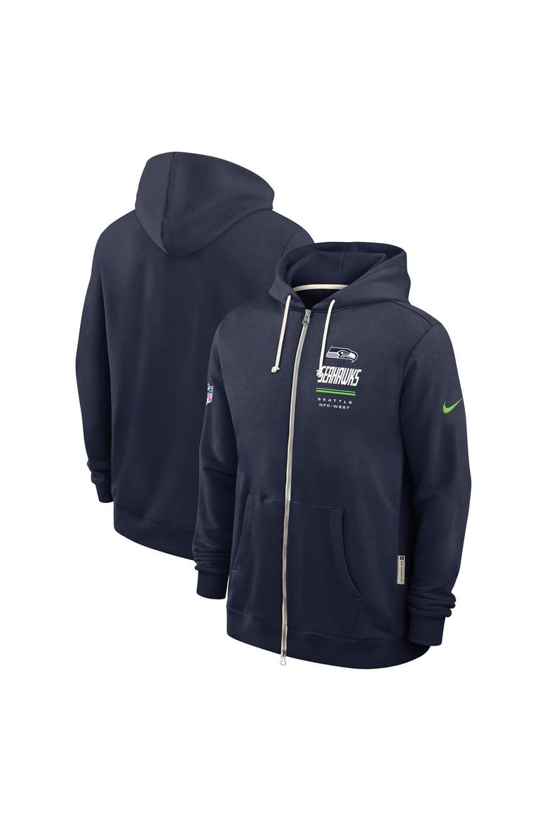 Men's Nike College Navy Seattle Seahawks Sideline Standard Issue Quarterback Scramble Dri-FIT Full-Zip Hoodie, Alternate, color, College Navy