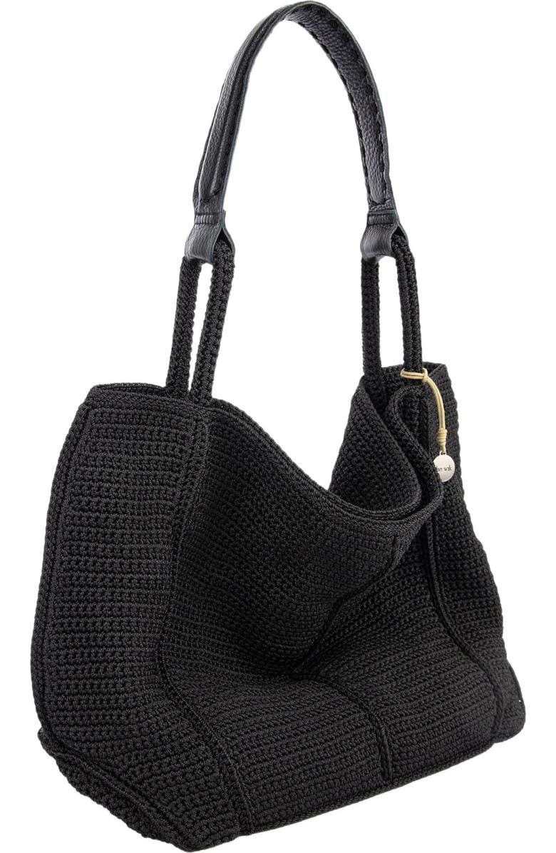 The Sak Los Feliz Large Tote Leather Bag, Alternate, color, Black Crochet