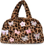 OMG Accessories Kids' Leopard Faux Fur Duffle Bag