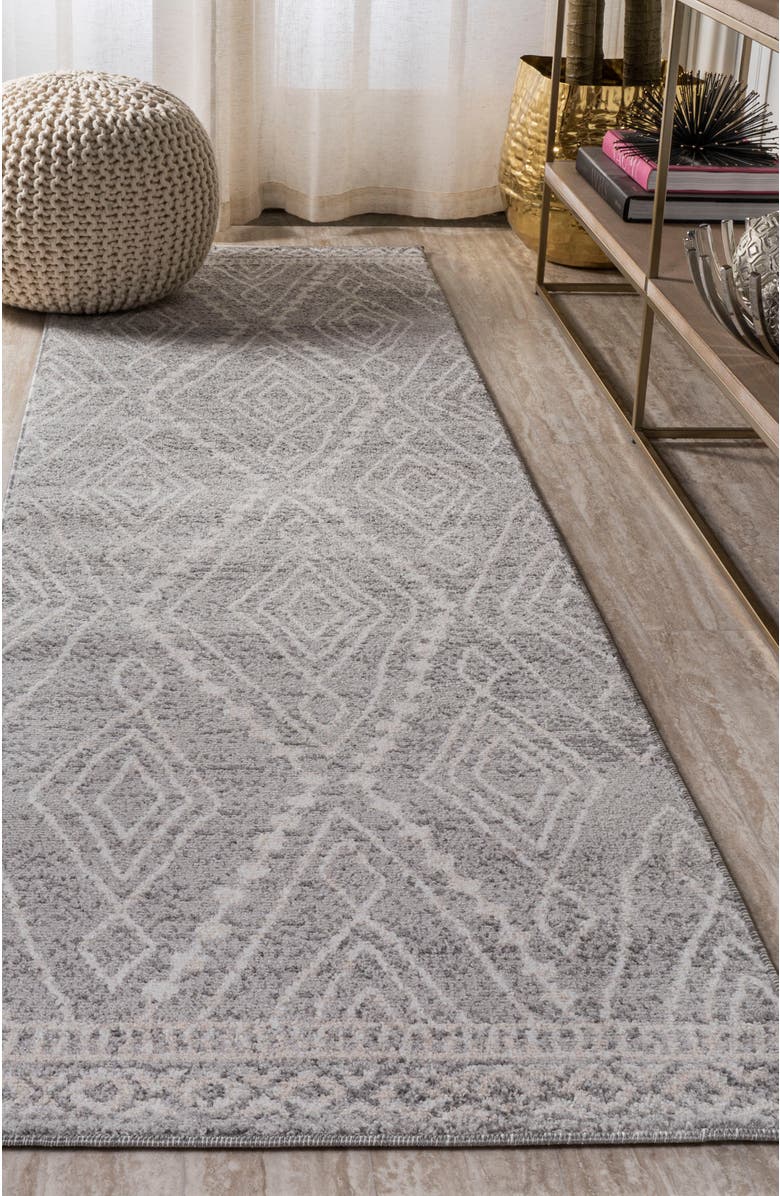 JONATHAN Y Rih Moroccan Style Diamond Area Rug, Alternate, color, Gray/Ivory
