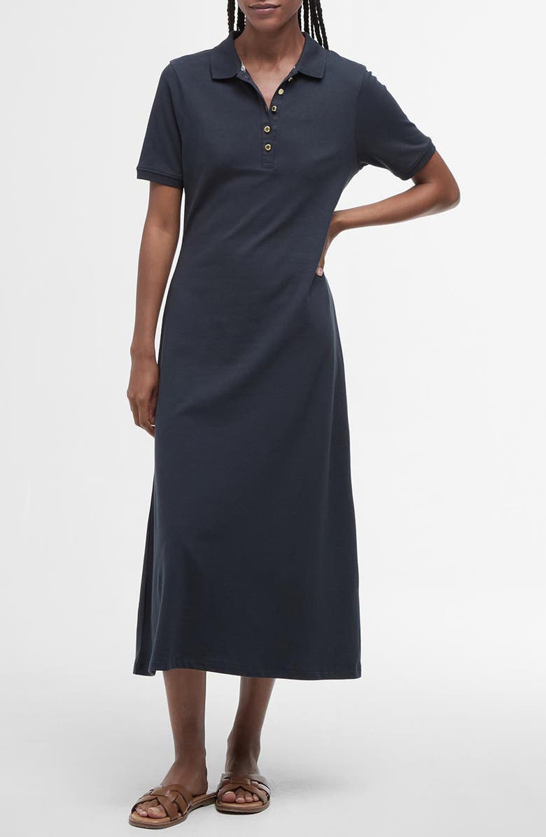 Barbour Celeste Stretch Cotton Piqué Polo Midi Dress, Main, color,