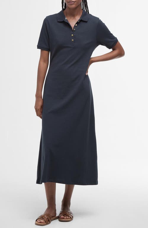 Barbour Celeste Stretch Cotton Piqué Polo Midi Dress In Navy