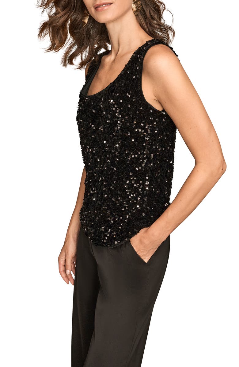Donna Karan New York Sequin Tank, Alternate, color, Black