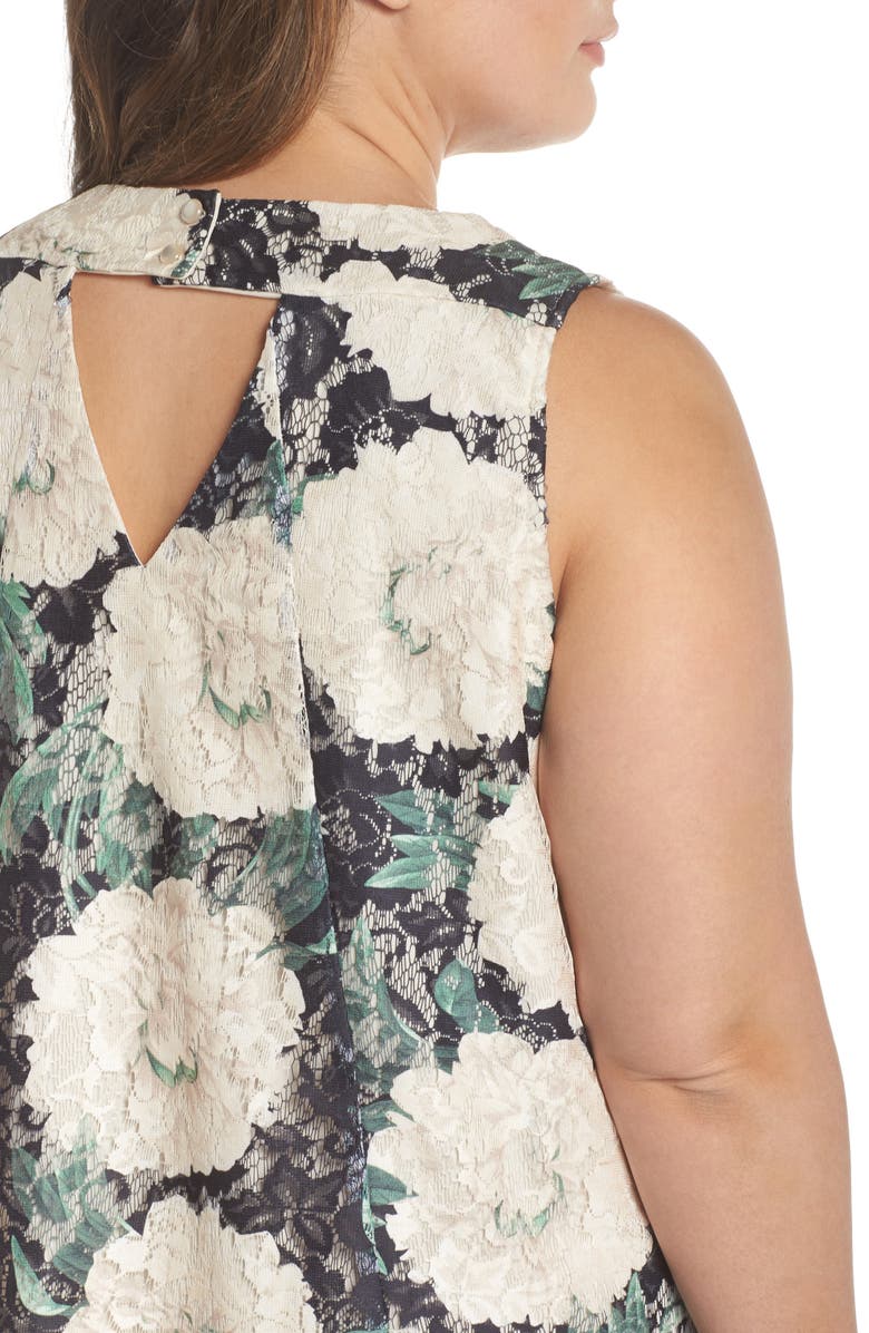 Gabby Skye Print Lace Trapeze Dress, Alternate, color, 