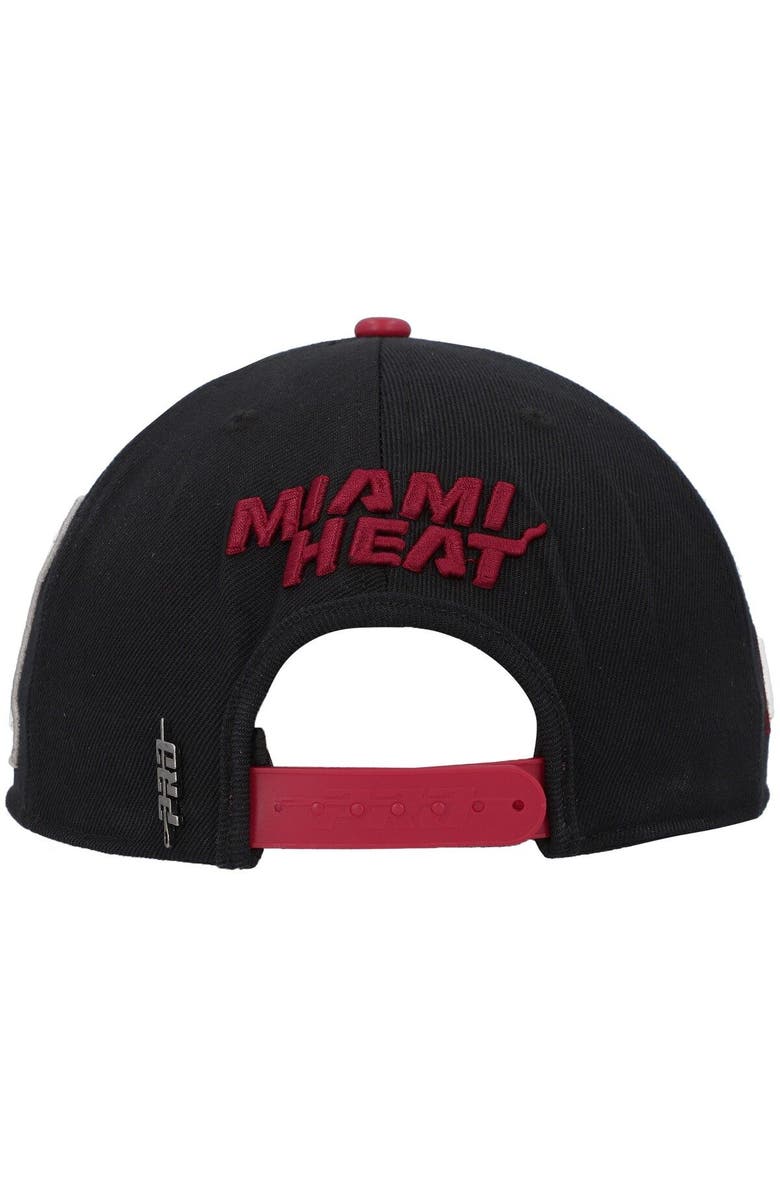 PRO STANDARD Men's Pro Standard Black Miami Heat Old English Snapback Hat, Alternate, color,
