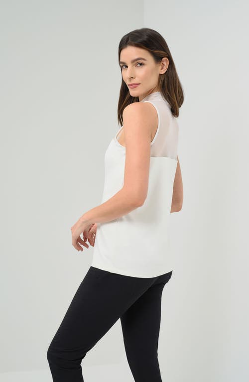 Anatomie Ellen Sleeveless Mesh Mockneck Top In White