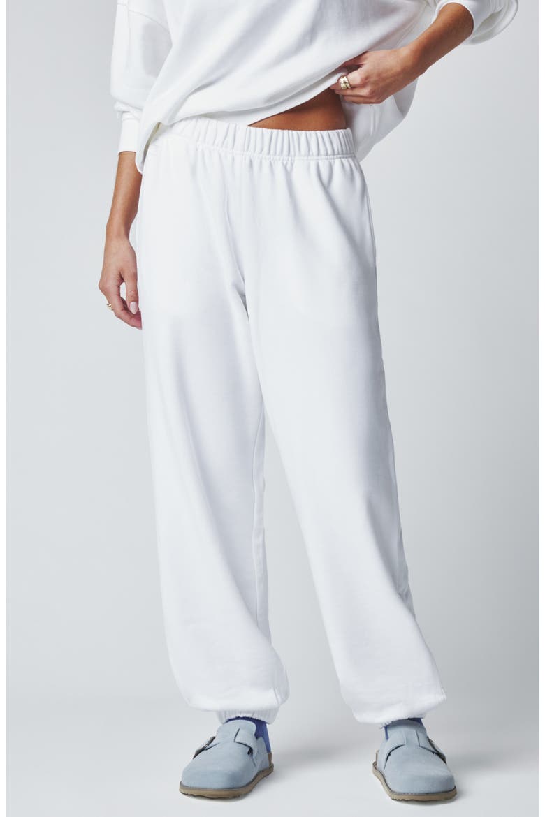 Cotton Blend Boyfriend Joggers, Main, color, BRIGHT WHITE