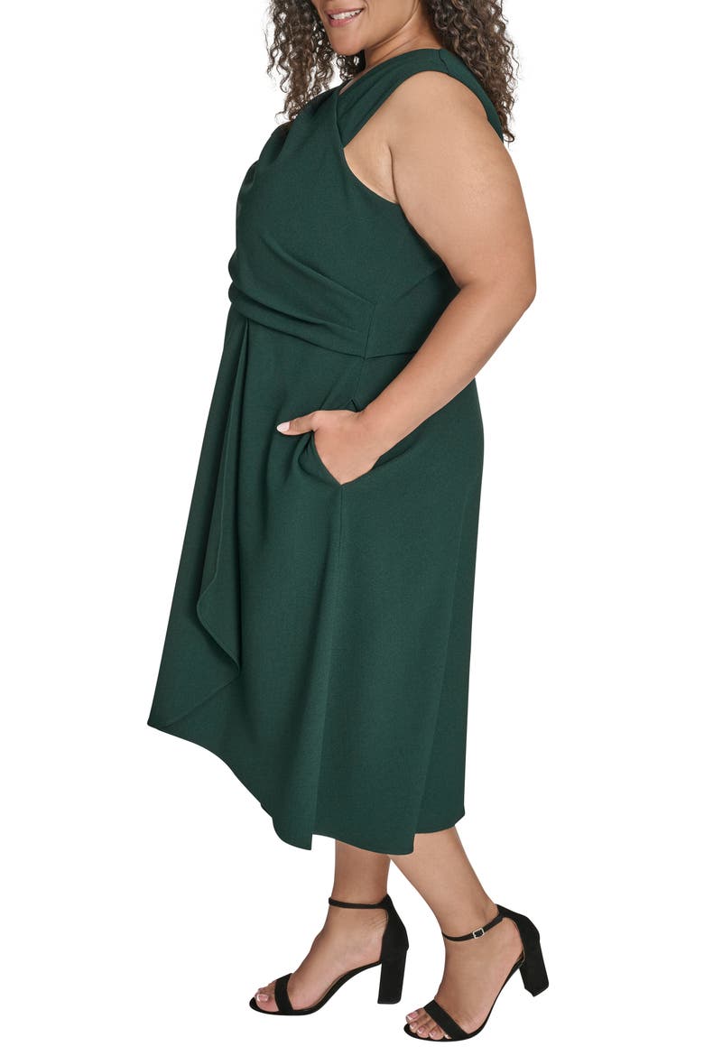 Signature Stretch Crepe Midi Dress, Alternate, color, HUNTER