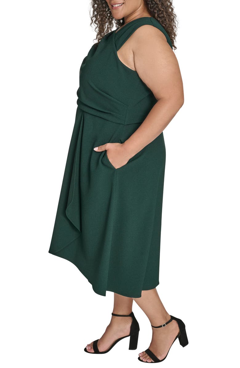 Vince Camuto Signature Stretch Crepe Midi Dress, Alternate, color, Hunter