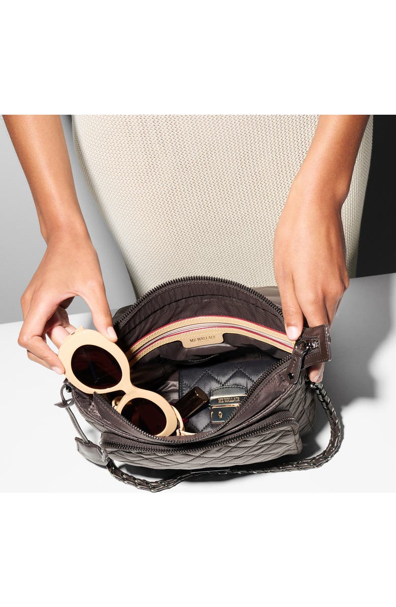 MZ Wallace Medium Crosby Lock Quilted Nylon Crossbody Bag, Alternate, color, Espresso