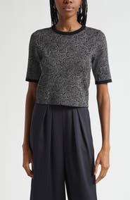 Ramy Brook Rosaline Jacquard Short Sleeve Knit Top