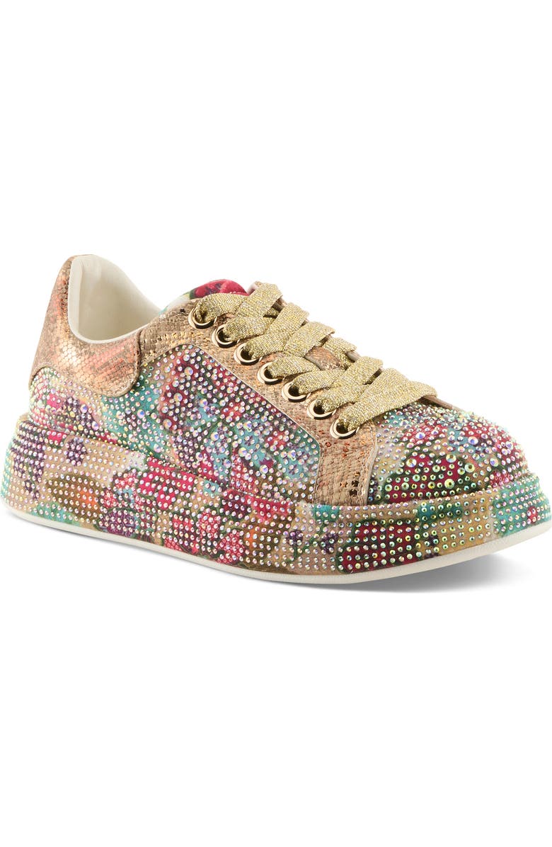 AZURA BY SPRING STEP Crystalushus Embellished Platform Sneaker, Main, color, Gold Multi