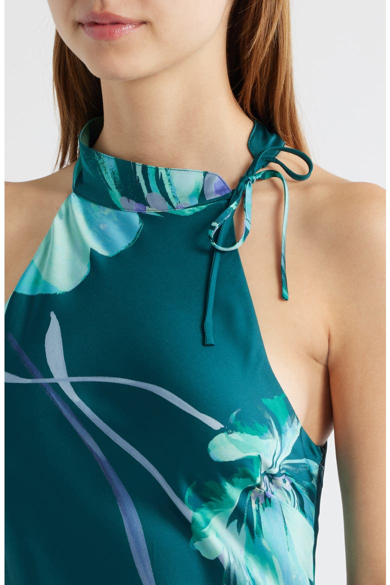 Floral Mock Neck Sleeveless Dress, Alternate, color, TEAL BLOOM