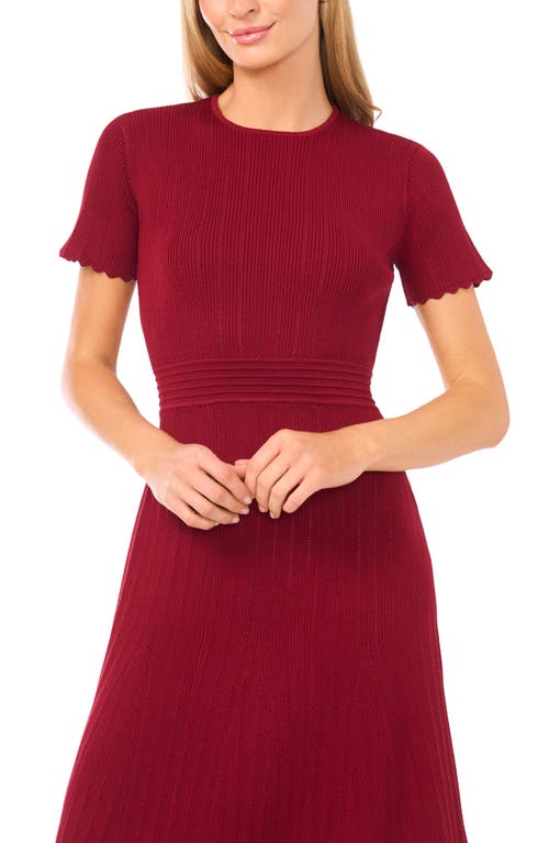 Ted Baker Pointelle Short Sleeve Midi Dress In Red