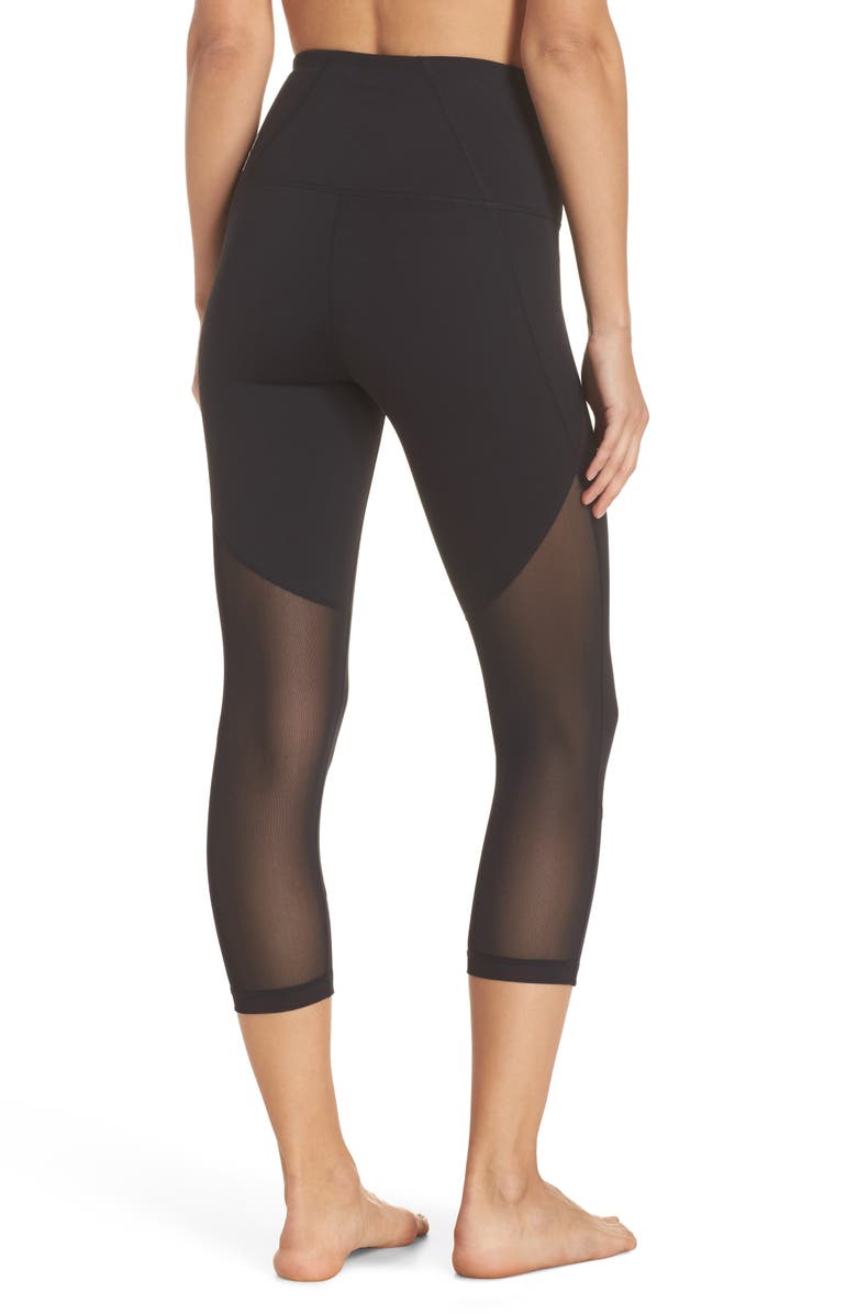 Zella 'Live In - Sultry' High Waist Mesh Crop Leggings, Alternate, color,