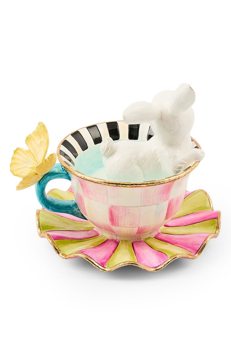 MACKENZIE CHILDS Frolic Spring Teacup Bunny, Alternate, color, Pink