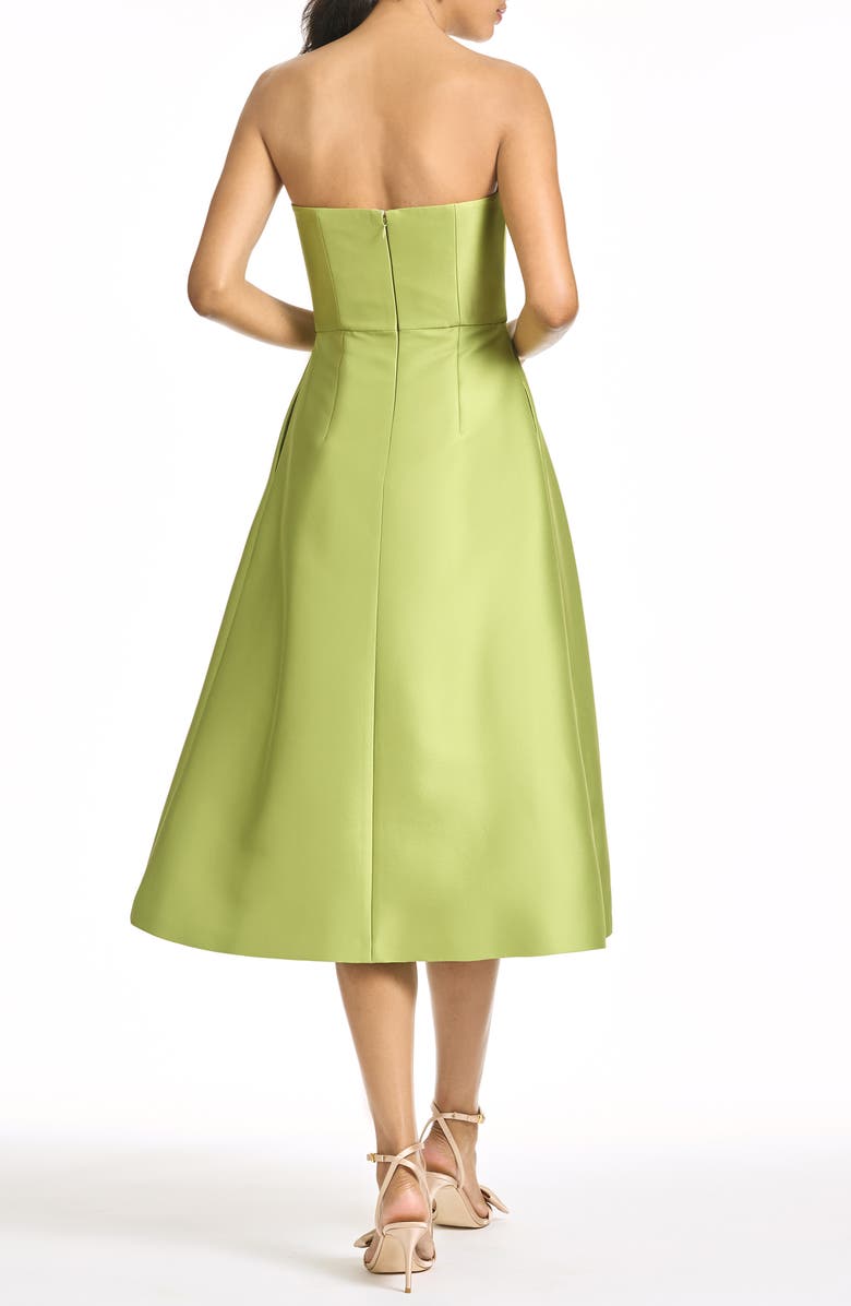 Sachin & Babi hay Placed Floral Strapless Cocktail Midi Dress, Alternate, color, Peridot Corsage