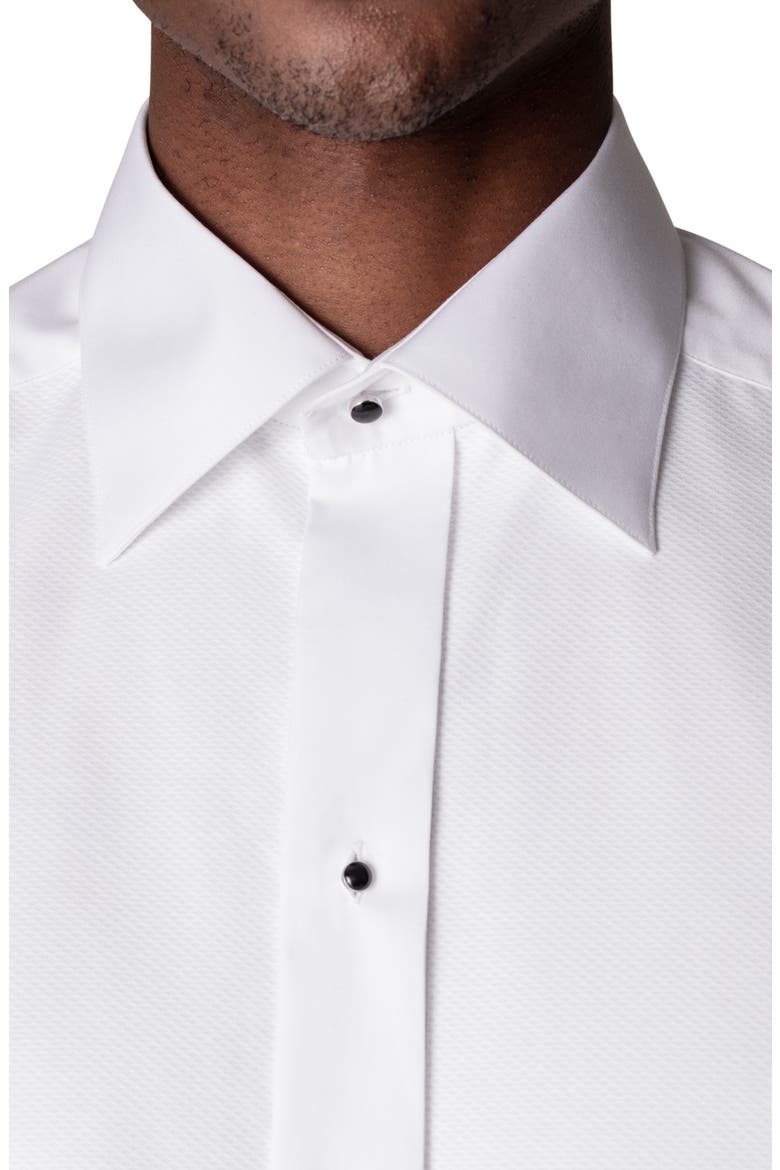 Slim Fit Piqué Tuxedo Shirt, Alternate, color, WHITE