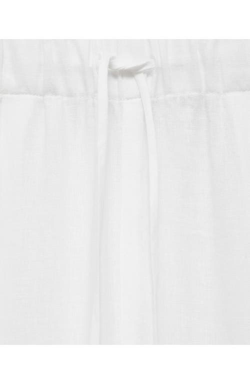 Mango Flowing Tie Waist Wide Leg Pants In White