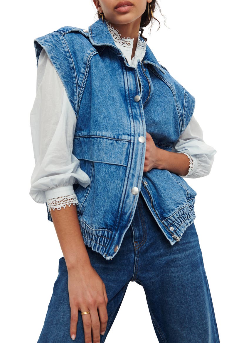 Ruben Sleeveless Denim Jacket, Main, color, BLUE